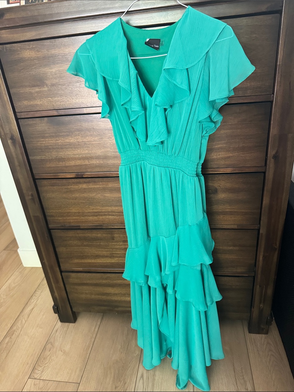 Maison Tara Teal Ruffle Maxi Dress